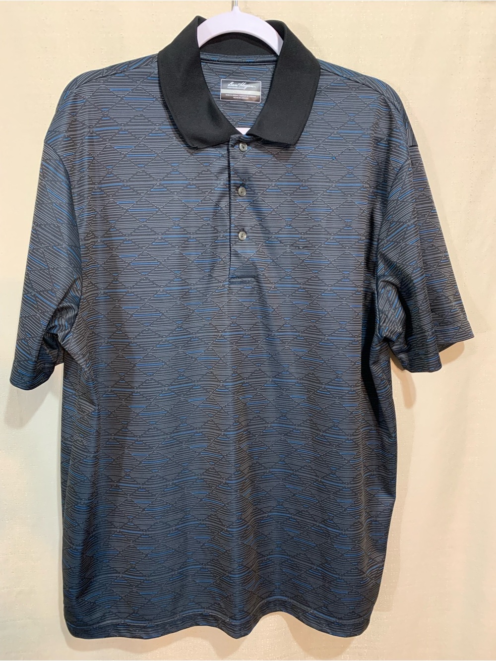 Hogan Men's Navy Blue Geometric Polo with Black Collar a1/31